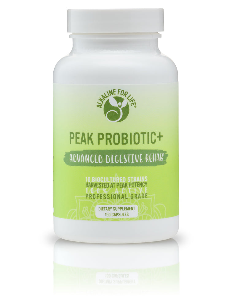 Peak Probiotic+ multi-strain probiotic capsules by Alkaline for Life